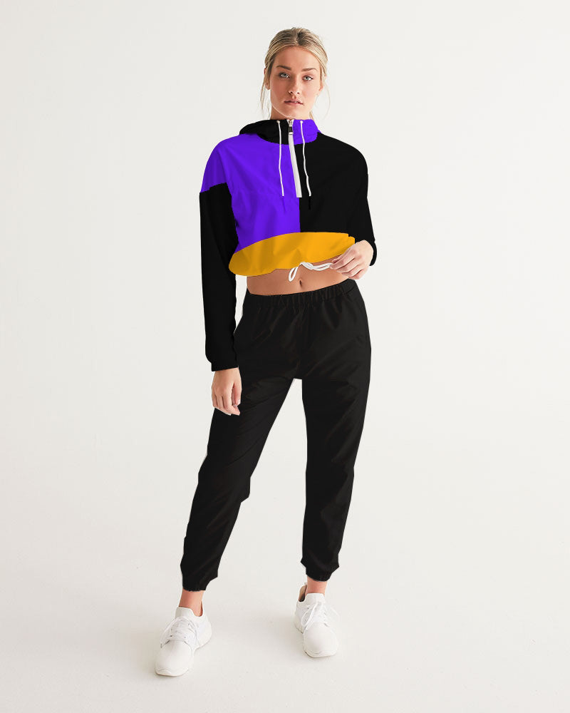 COLOR BLOK CROPPED WINDBREAKER TOP