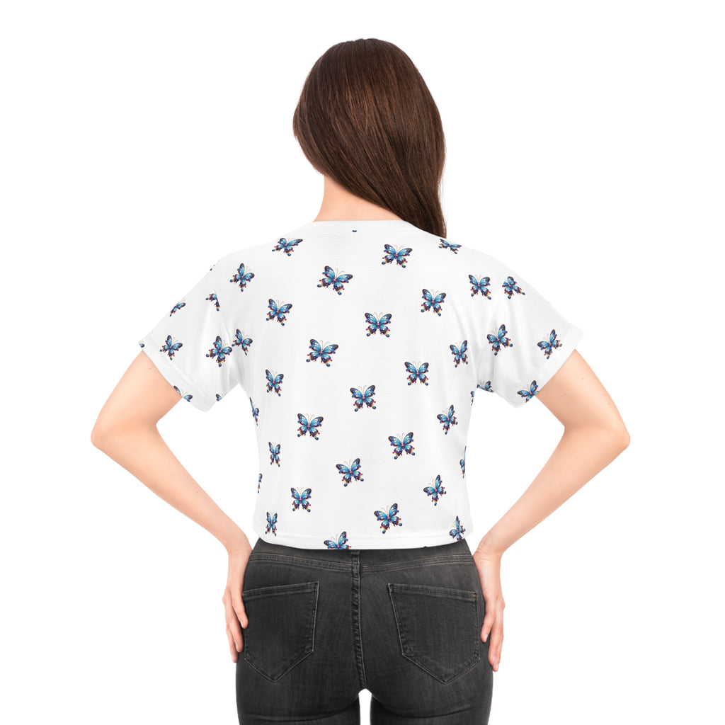 Butterfly Blu Crop Tee - Cute and Trendy