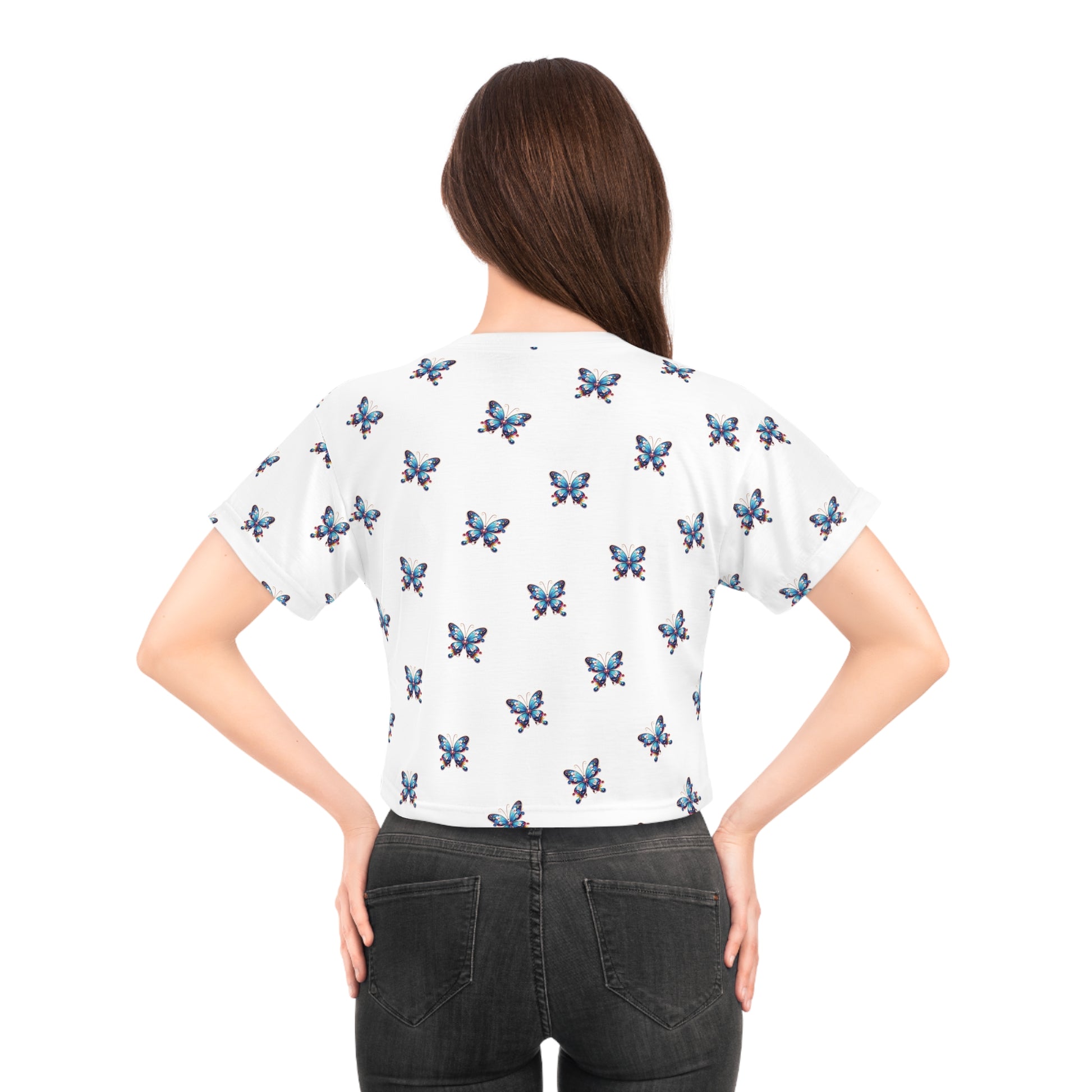Butterfly Blu Crop Tee - Cute and Trendy