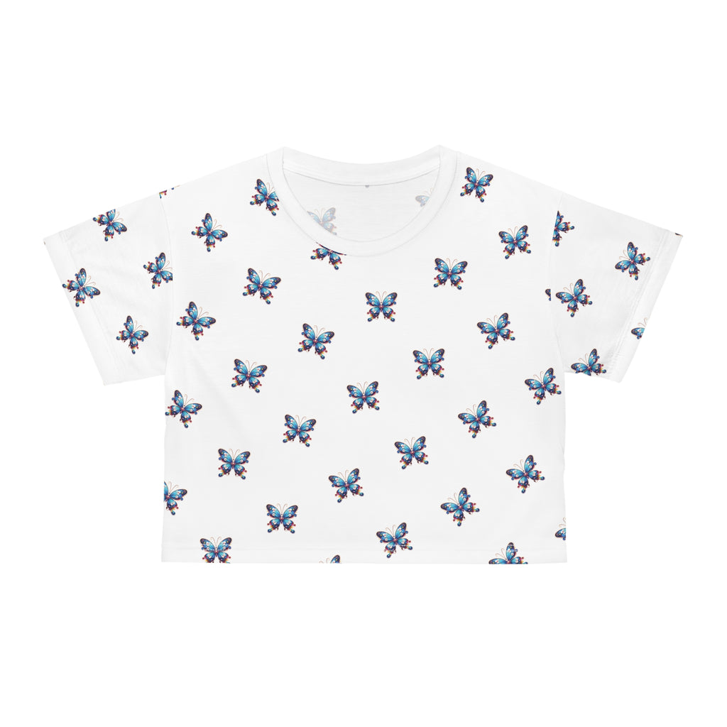Butterfly Blu Crop Tee - Cute and Trendy