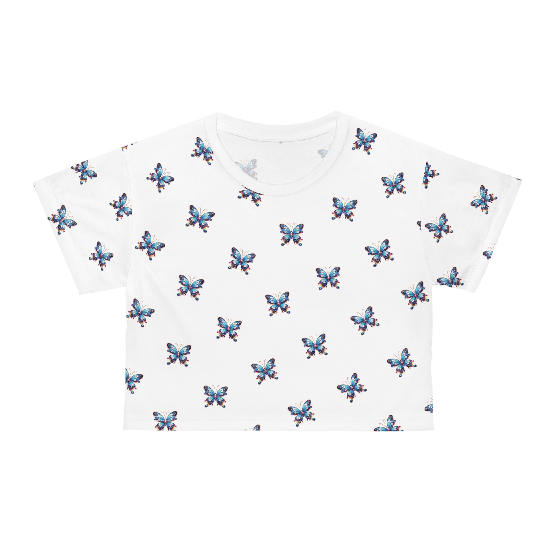 Butterfly Blu Crop Tee - Cute and Trendy