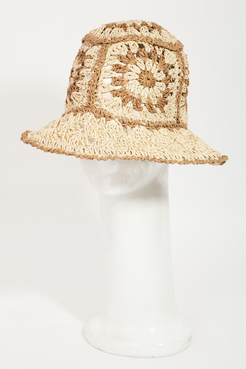 Contrast Geometric Wide Brim Hat