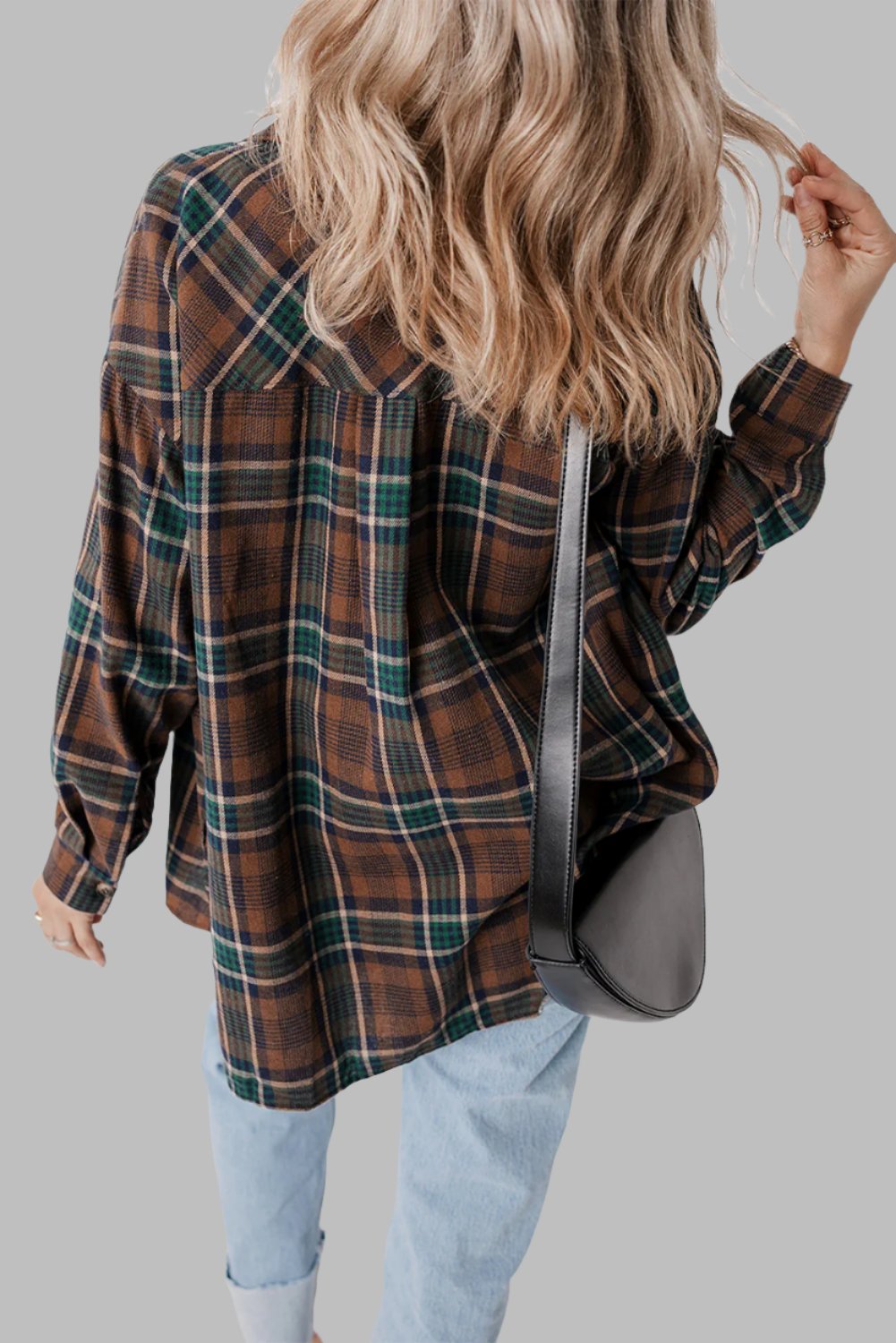 Plaid Button Up Shirt Jacket | LIKI BRAND