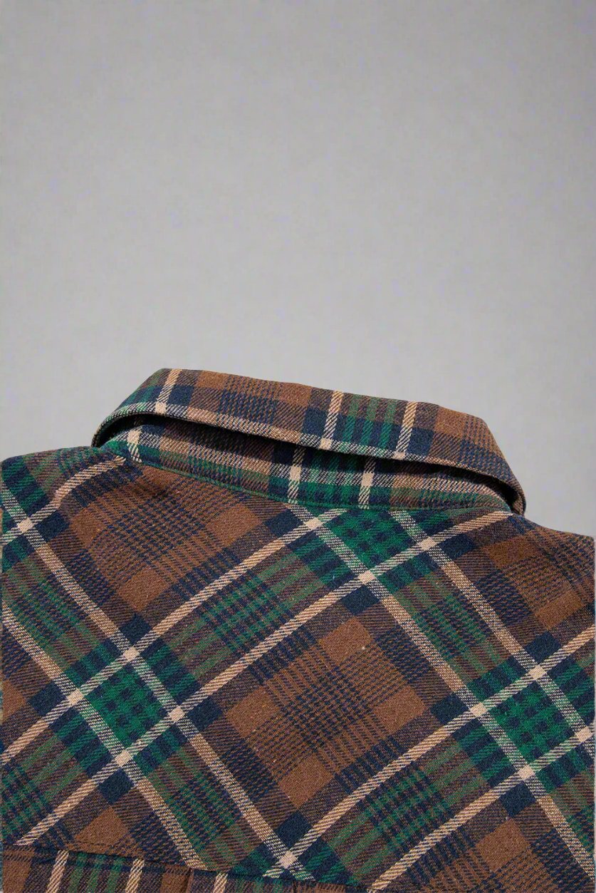 Plaid Button Up Shirt Jacket | LIKI BRAND