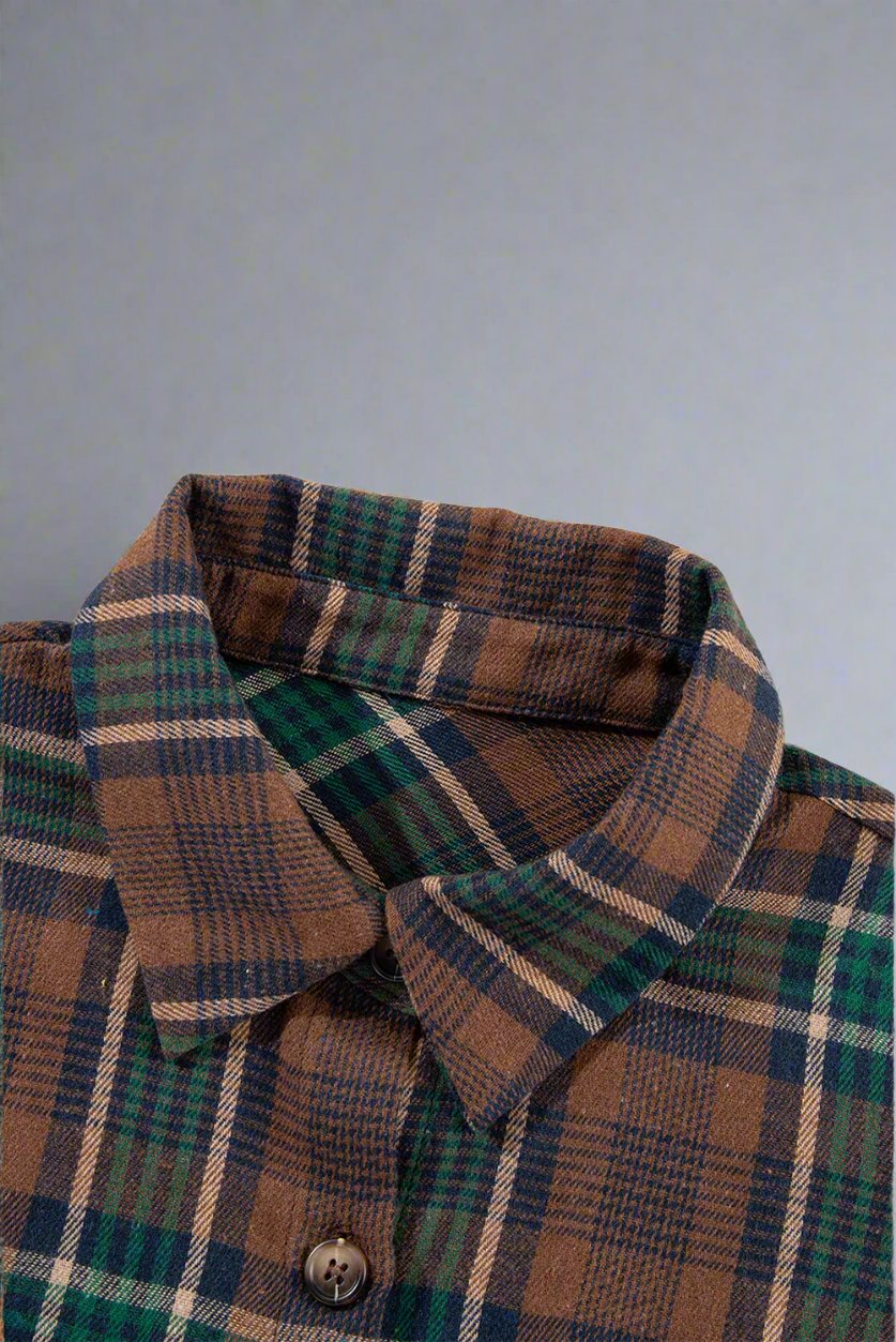 Plaid Button Up Shirt Jacket | LIKI BRAND