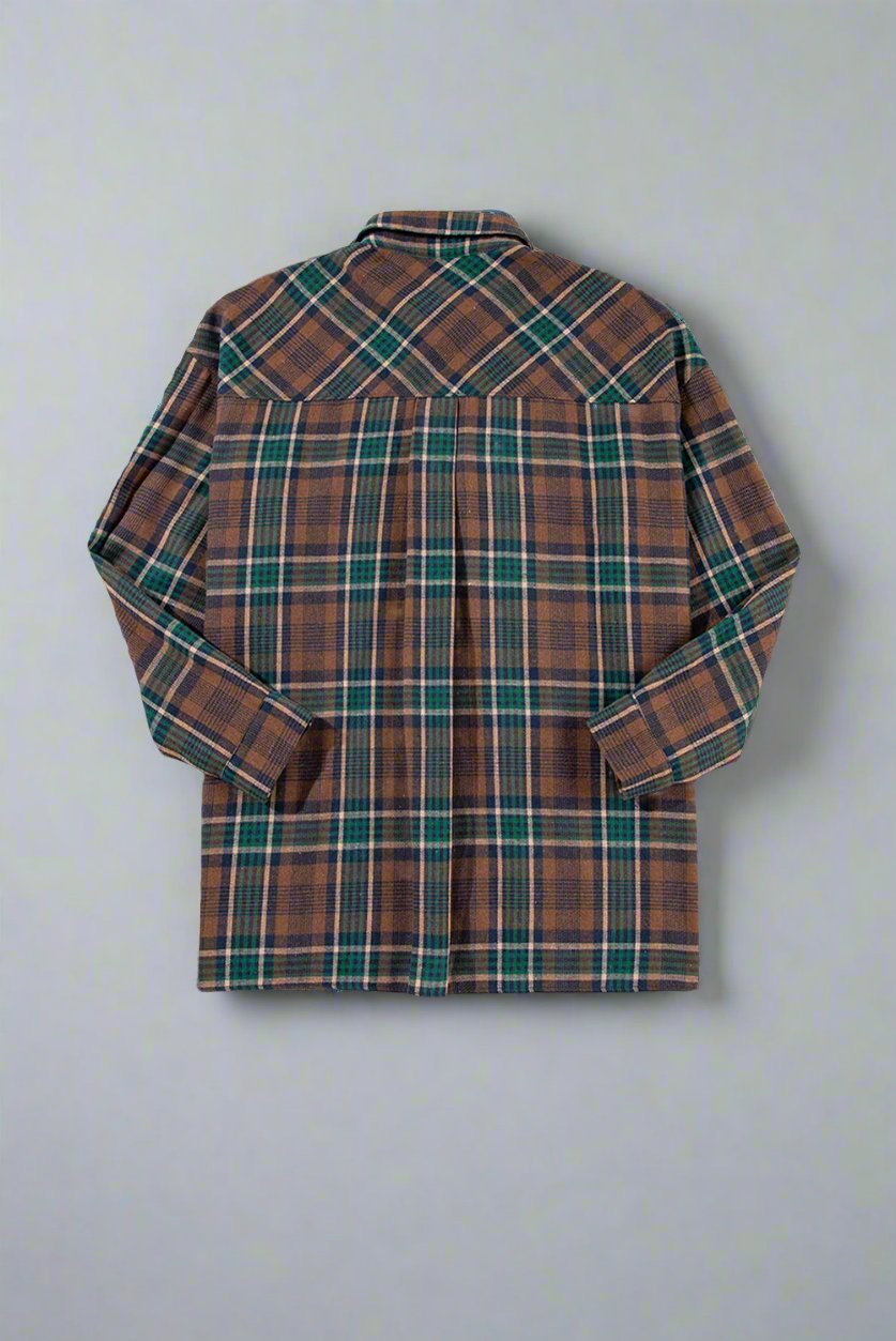 Plaid Button Up Shirt Jacket | LIKI BRAND