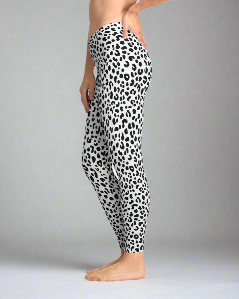 Snowy Leopard Animal Print Leggings | LIKI BRAND