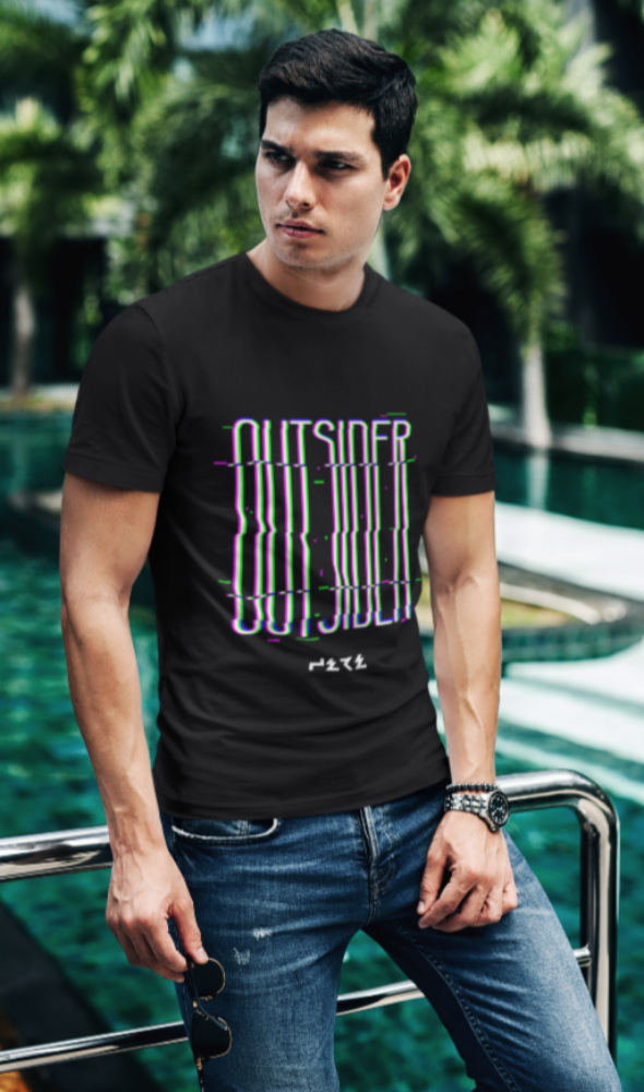 OUTSIDER HERE MENS GRAPHIC TEE | LIKI BRAND